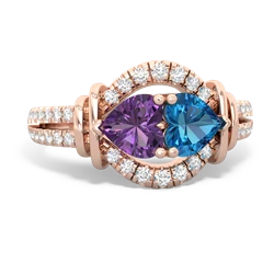 Amethyst Art-Deco Keepsake 14K Rose Gold ring R5630