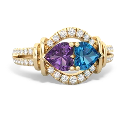 Amethyst Art-Deco Keepsake 14K Yellow Gold ring R5630