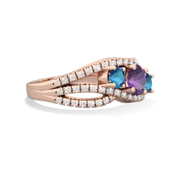 Amethyst Three Stone Aurora 14K Rose Gold ring R3080