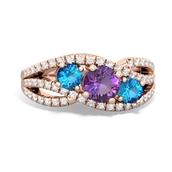 Amethyst Three Stone Aurora 14K Rose Gold ring R3080