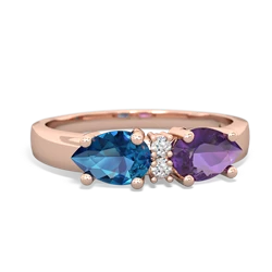 Amethyst Pear Bowtie 14K Rose Gold ring R0865