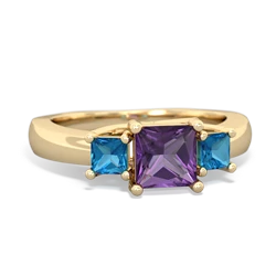 Amethyst Three Stone Trellis 14K Yellow Gold ring R4015