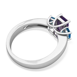 Amethyst Three Stone Emerald-Cut Trellis 14K White Gold ring R4021