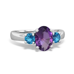 Amethyst Three Stone Oval Trellis 14K White Gold ring R4024