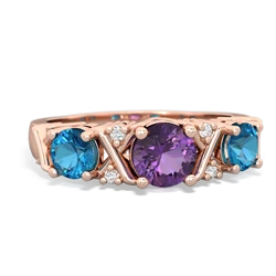 Amethyst Hugs And Kisses 14K Rose Gold ring R5016