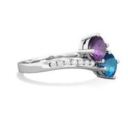 Amethyst Channel Set Two Stone 14K White Gold ring R5303