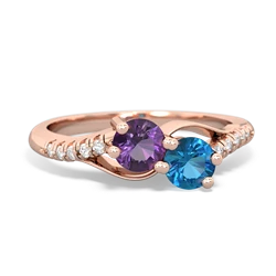 Amethyst Infinity Pave Two Stone 14K Rose Gold ring R5285