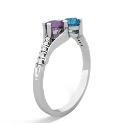 Amethyst Infinity Pave Two Stone 14K White Gold ring R5285