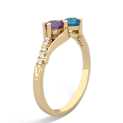 Amethyst Infinity Pave Two Stone 14K Yellow Gold ring R5285