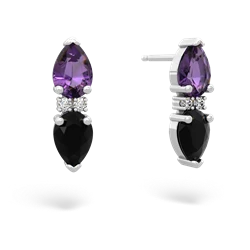 Amethyst Bowtie Drop 14K White Gold earrings E0865