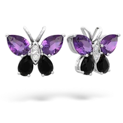 Amethyst Butterfly 14K White Gold earrings E2215