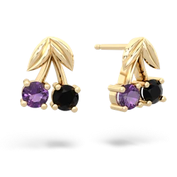 Amethyst Sweet Cherries 14K Yellow Gold earrings E7001