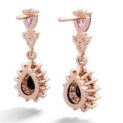Amethyst Halo Pear Dangle 14K Rose Gold earrings E1882