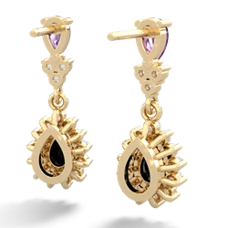 Amethyst Halo Pear Dangle 14K Yellow Gold earrings E1882