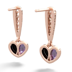 Amethyst Filligree Heart 14K Rose Gold earrings E5070