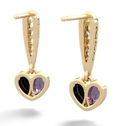 Amethyst Filligree Heart 14K Yellow Gold earrings E5070