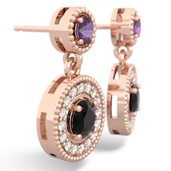 Amethyst Halo Dangle 14K Rose Gold earrings E5319