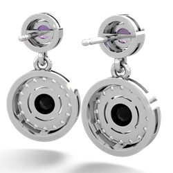 Amethyst Halo Dangle 14K White Gold earrings E5319