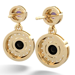 Amethyst Halo Dangle 14K Yellow Gold earrings E5319