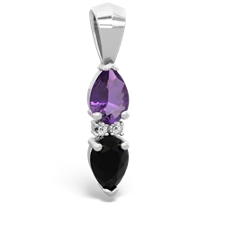 Amethyst Bowtie Drop 14K White Gold pendant P0865