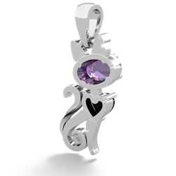 Amethyst Kitten 14K White Gold pendant P5780