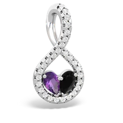 Amethyst Pave Twist 'One Heart' 14K White Gold pendant P5360