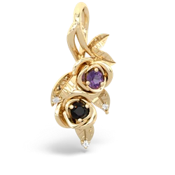 Amethyst Rose Vine 14K Yellow Gold pendant P5680