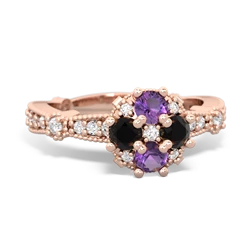 Amethyst Sparkling Tiara Cluster 14K Rose Gold ring R26293RD