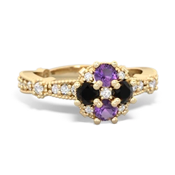 Amethyst Sparkling Tiara Cluster 14K Yellow Gold ring R26293RD