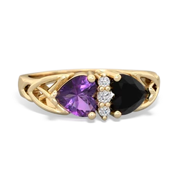 Amethyst Celtic Knot Double Heart 14K Yellow Gold ring R5040