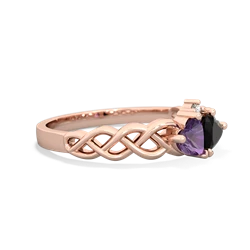 Amethyst Heart To Heart Braid 14K Rose Gold ring R5870