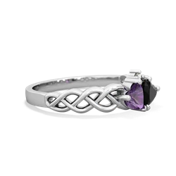 Amethyst Heart To Heart Braid 14K White Gold ring R5870