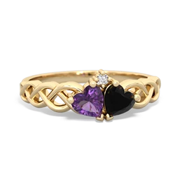 Amethyst Heart To Heart Braid 14K Yellow Gold ring R5870