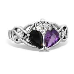 Amethyst 'One Heart' Celtic Knot Claddagh 14K White Gold ring R5322