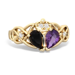 Amethyst 'One Heart' Celtic Knot Claddagh 14K Yellow Gold ring R5322