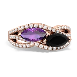 Amethyst Diamond Rivers 14K Rose Gold ring R3070