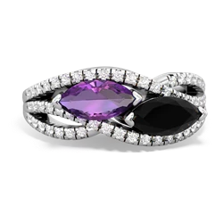 Amethyst Diamond Rivers 14K White Gold ring R3070