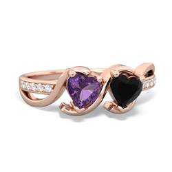 Amethyst Side By Side 14K Rose Gold ring R3090