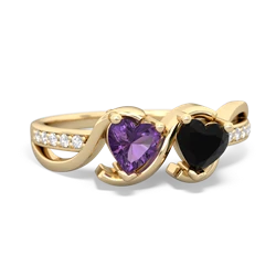 Amethyst Side By Side 14K Yellow Gold ring R3090