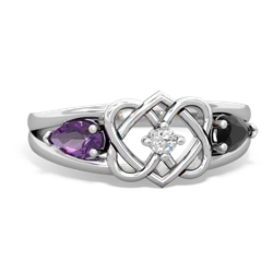 Amethyst Hearts Intertwined 14K White Gold ring R5880