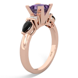 Amethyst 6Mm Princess Eternal Embrace Engagement 14K Rose Gold ring C2002