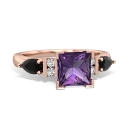 Amethyst 6Mm Princess Eternal Embrace Engagement 14K Rose Gold ring C2002