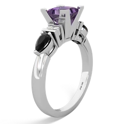 Amethyst 6Mm Princess Eternal Embrace Engagement 14K White Gold ring C2002