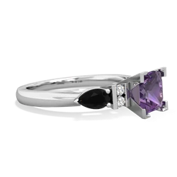 Amethyst 6Mm Princess Eternal Embrace Engagement 14K White Gold ring C2002