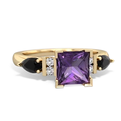 Amethyst 6Mm Princess Eternal Embrace Engagement 14K Yellow Gold ring C2002