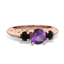 Amethyst Art Deco Eternal Embrace Engagement 14K Rose Gold ring C2003