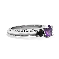 Amethyst Art Deco Eternal Embrace Engagement 14K White Gold ring C2003