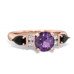 Amethyst 6Mm Round Eternal Embrace Engagement 14K Rose Gold ring R2005