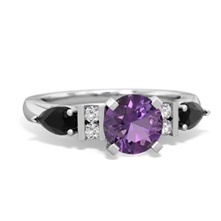 Amethyst 6Mm Round Eternal Embrace Engagement 14K White Gold ring R2005