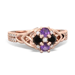 Amethyst Celtic Knot Cluster Engagement 14K Rose Gold ring R26443RD